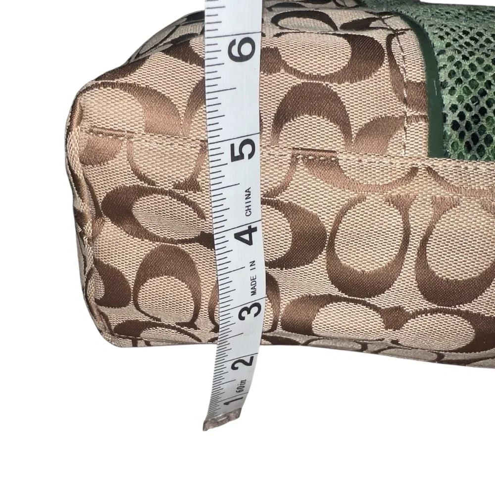 Vintage Coach Y2K Signature Canvas Tote Monogram Dark Green Leather Medium